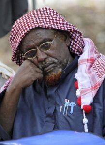 Hasan Dahir Aweys, leader of Somali rebel group Hizbul Islam, attends a ceremony in Afgoi