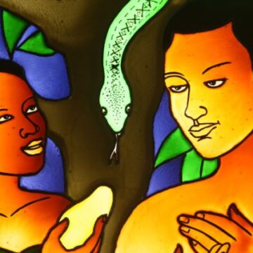 Stained glass : Adam & Eve Adam and Eve DID live in Africa at the same time – but they probably didn’t know each other