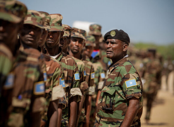 Somali National Army at an AMISOM training facility on the western fringes of the Somali capital Mogadishu. Former National Security Adviser Warns Somalia’s Survival Could Depend on African Union Troops