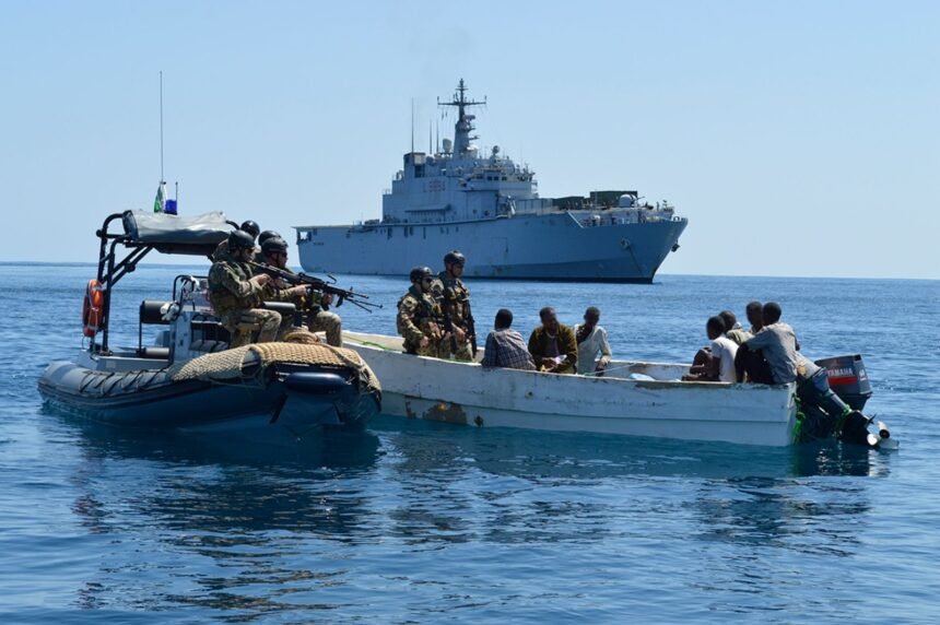 European naval force helps free ship seized by suspected Somali pirates off Horn of Africa