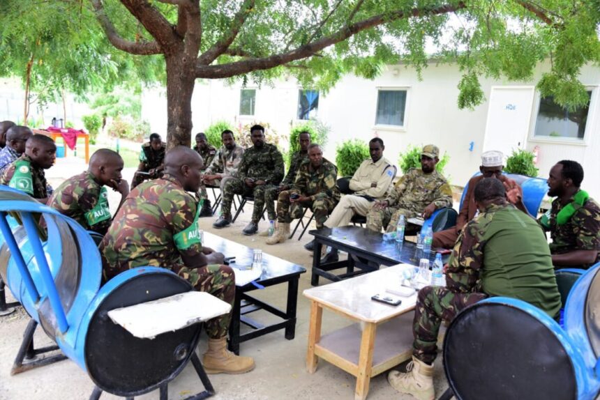 atmis-dhobley ATMIS TROOPS AND LOCAL ADMINISTRATION OFFICIALS IN DHOBLEY STRATEGISE ON SECURITY