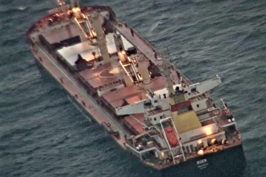 ship-redsea The Indian Navy is shadowing a bulk carrier likely taken by Somali pirates in the Arabian Sea