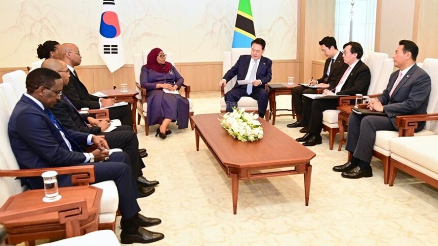 Tanzania-President-Samia-Suluhu-with-President-Yoon-Suk-of-SK South Korea agrees to lend billions to Tanzania, Ethiopia